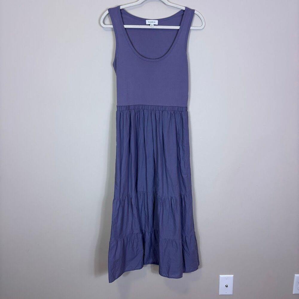 Evereve Purple Scoop Neck Midi Dress Small